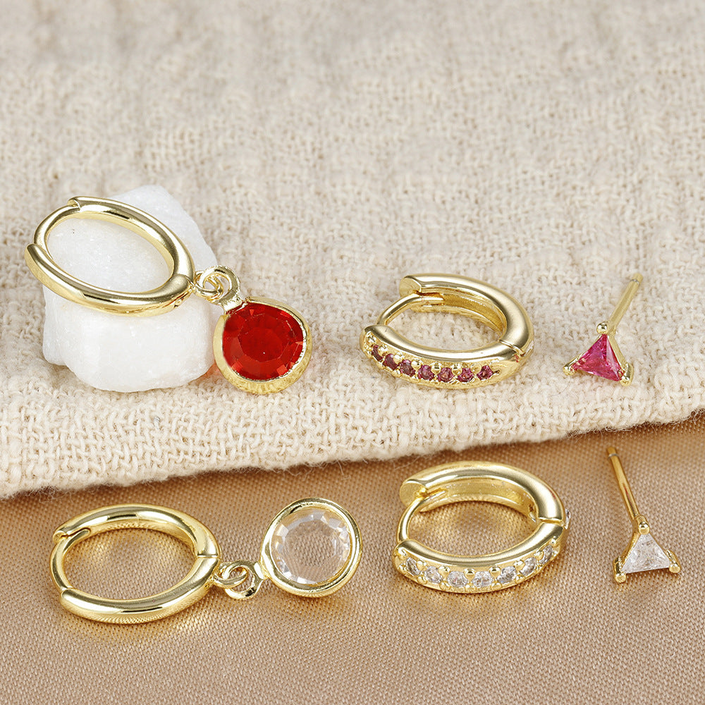 Micro Inlay Round Zircon Earrings