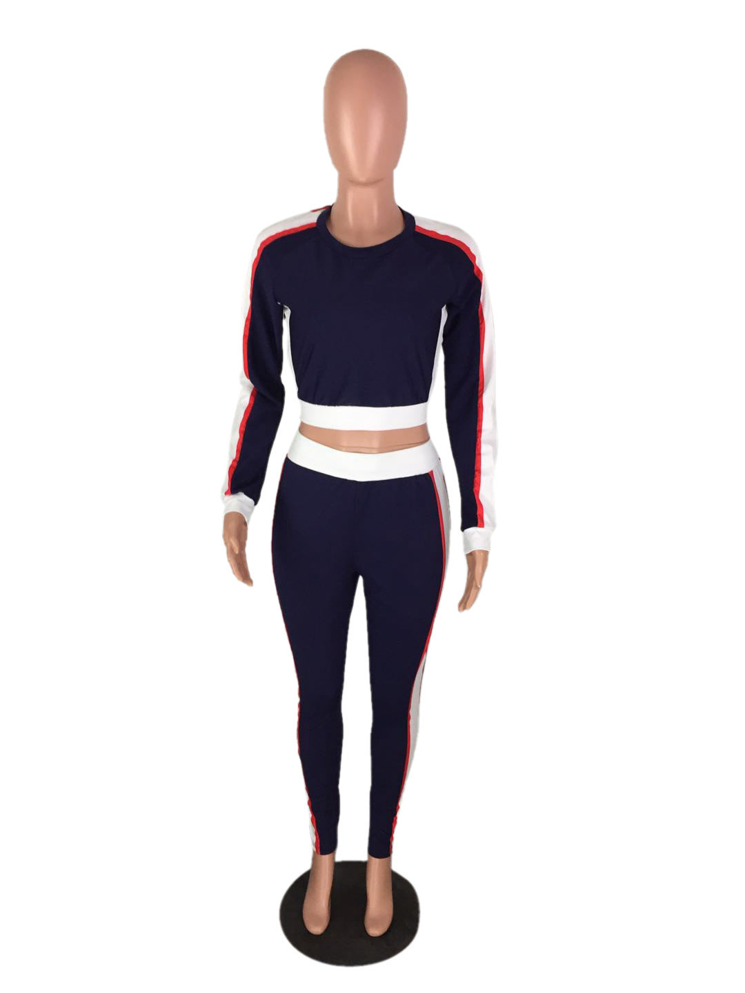 Casual Contrast Color Two-piece Set