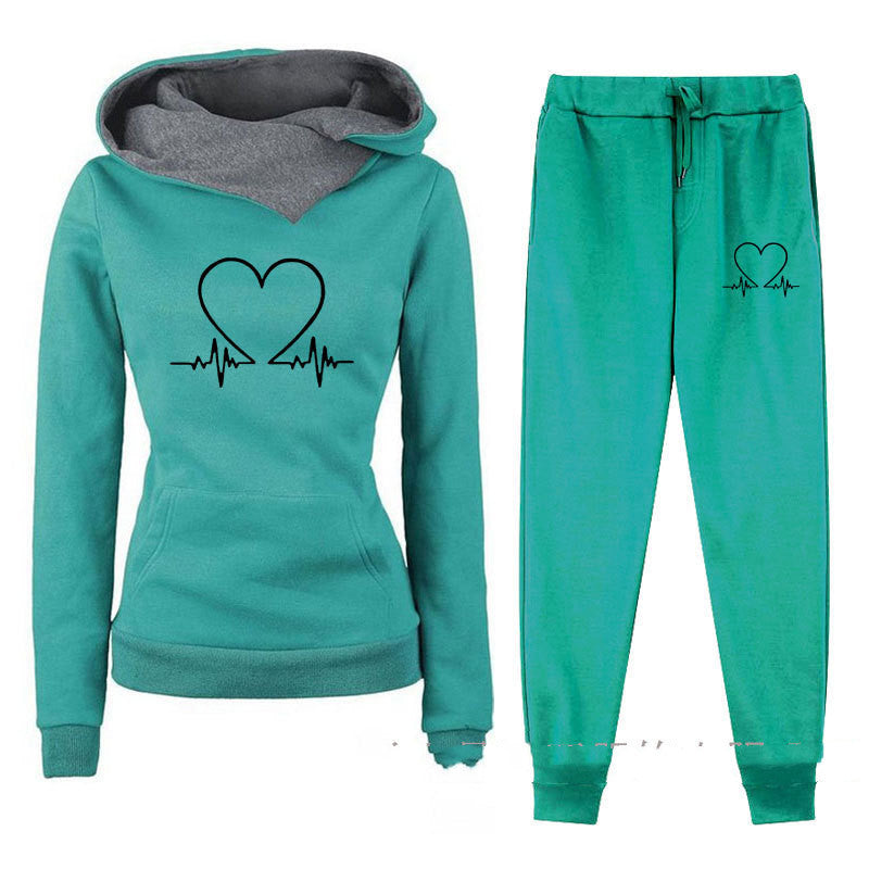 Women's Fleece-lined Hooded Sportswear Set