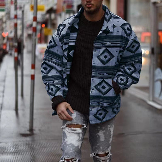 Geometric Pattern Lapel Breasted Jacket