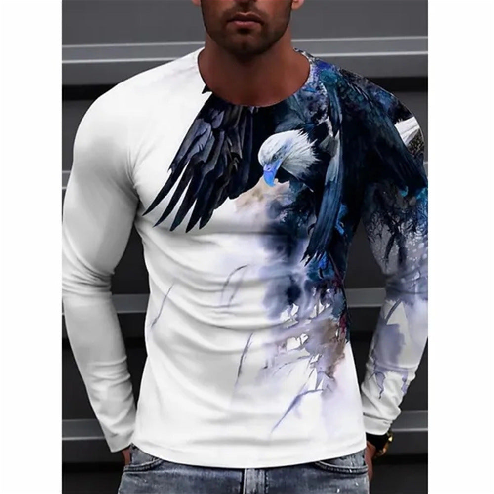Men's 3D Eagle Long Sleeve Round Neck T-Shirt