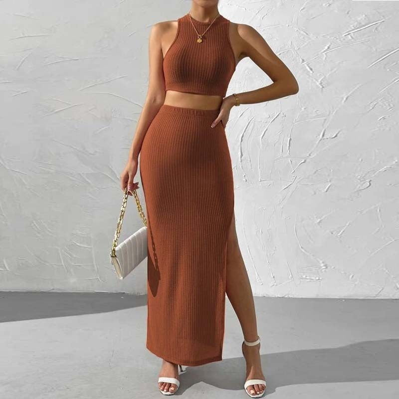 Women's Knitted Long Skirt Set