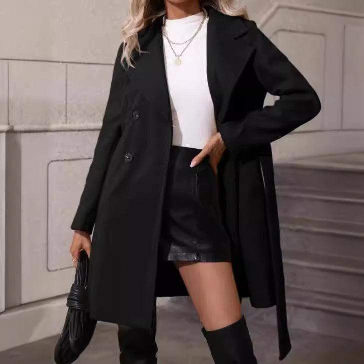 Women's Woolen Mid-Length Coat