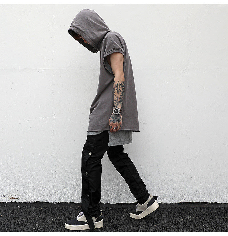 Solid color sleeveless hoodie