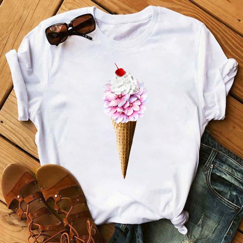 Ice Cream & Flower Designed Short Sleeve Shirts