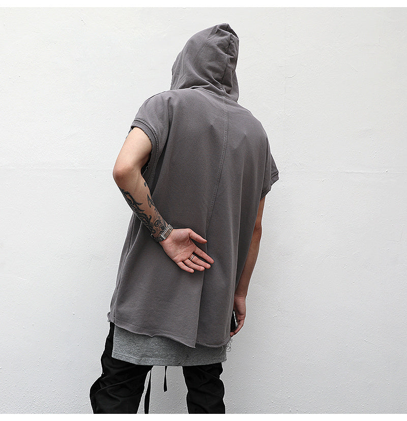 Solid color sleeveless hoodie