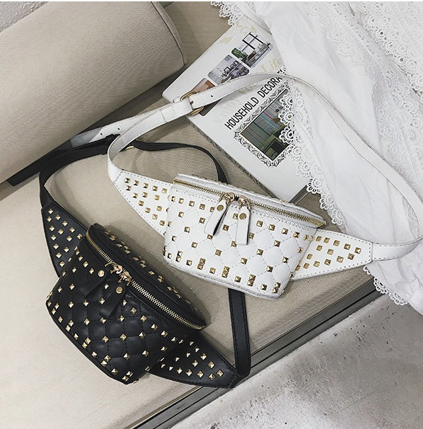 Studded rhombic pocket bag