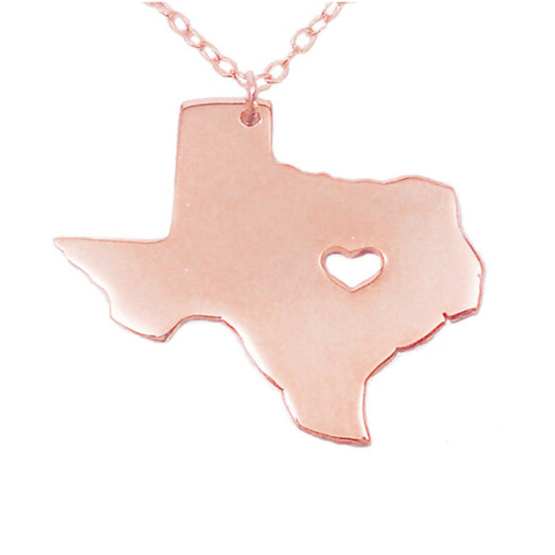 Texas State Heart Stainless Steel Necklace