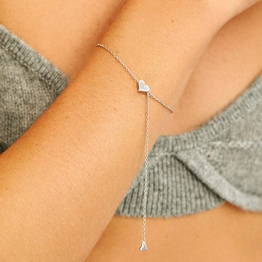 S925 Silver Love Pendant Adjustable Zircon Bracelet