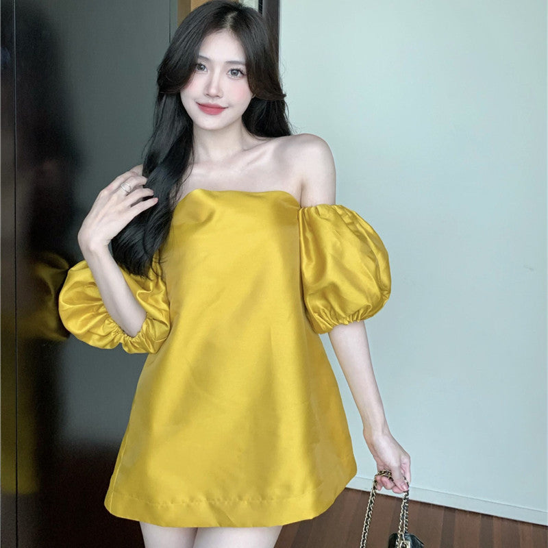Off Shoulder Bubble Sleeve Shirt/Dress
