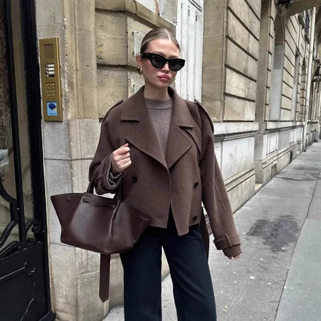 Loose Double Buckle Overcoat