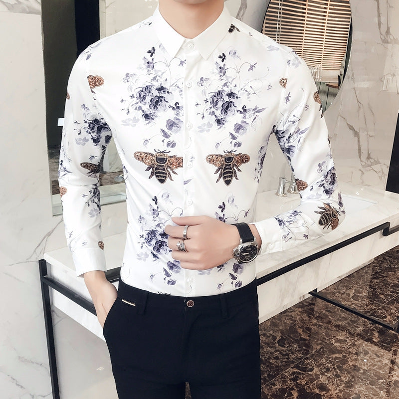 Designer Shirts Printed Men's Long-sleeved Shirts