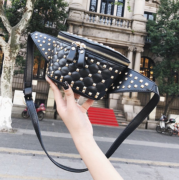 Studded rhombic pocket bag