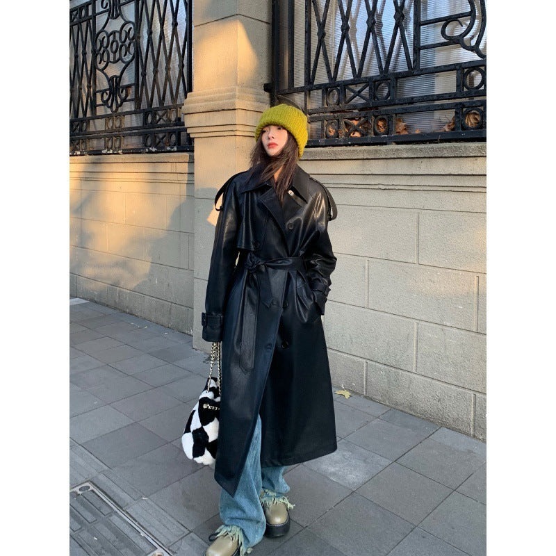 Long Black Leather Coat