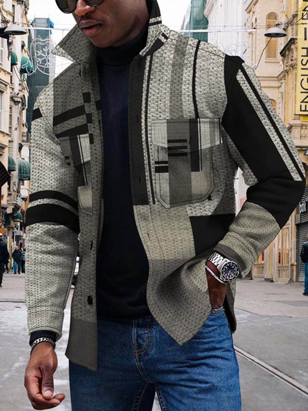 Men's Patchwork Coat