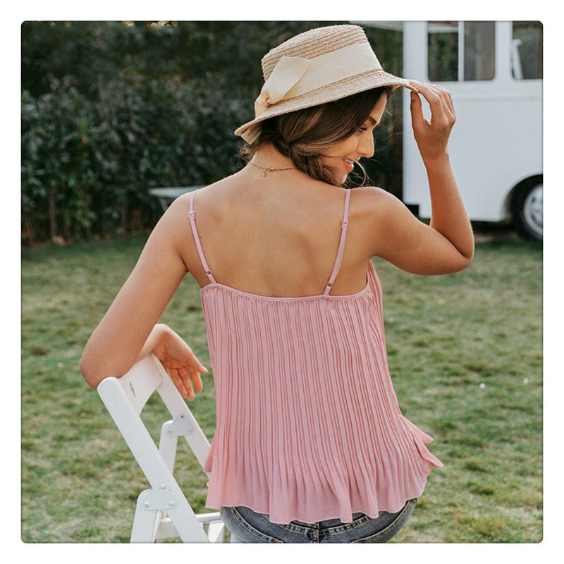 Pink lace V-neck camisole