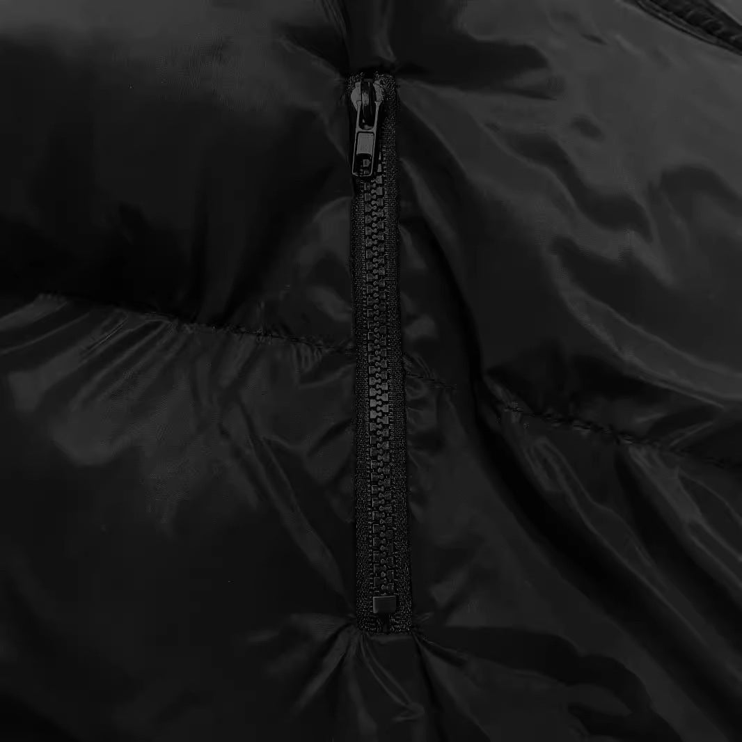 French Zipper Sleeveless Hoodie Puffer Jacket