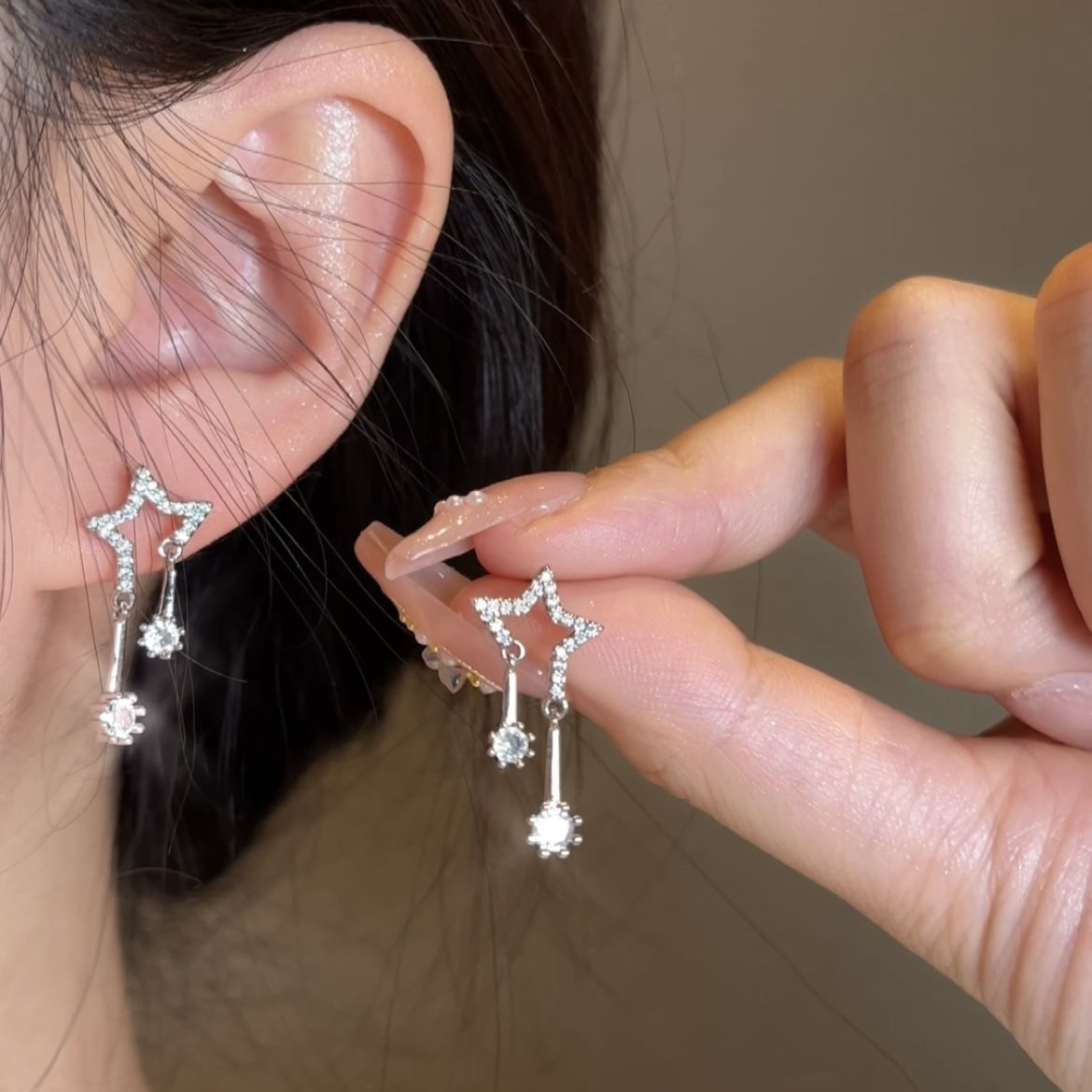 Diamond Embedded Star Stud Design Earrings