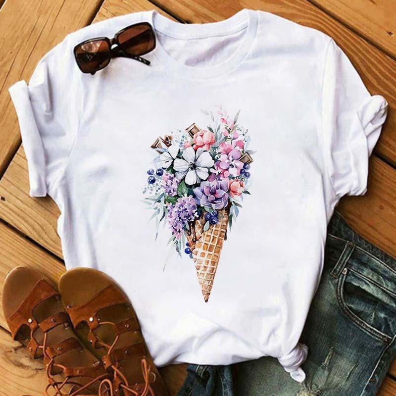 Ice Cream & Flower Designed Short Sleeve Shirts
