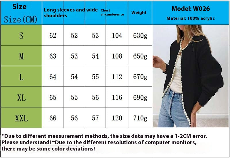 Pearl Long Sleeve Black Cardigan Coat