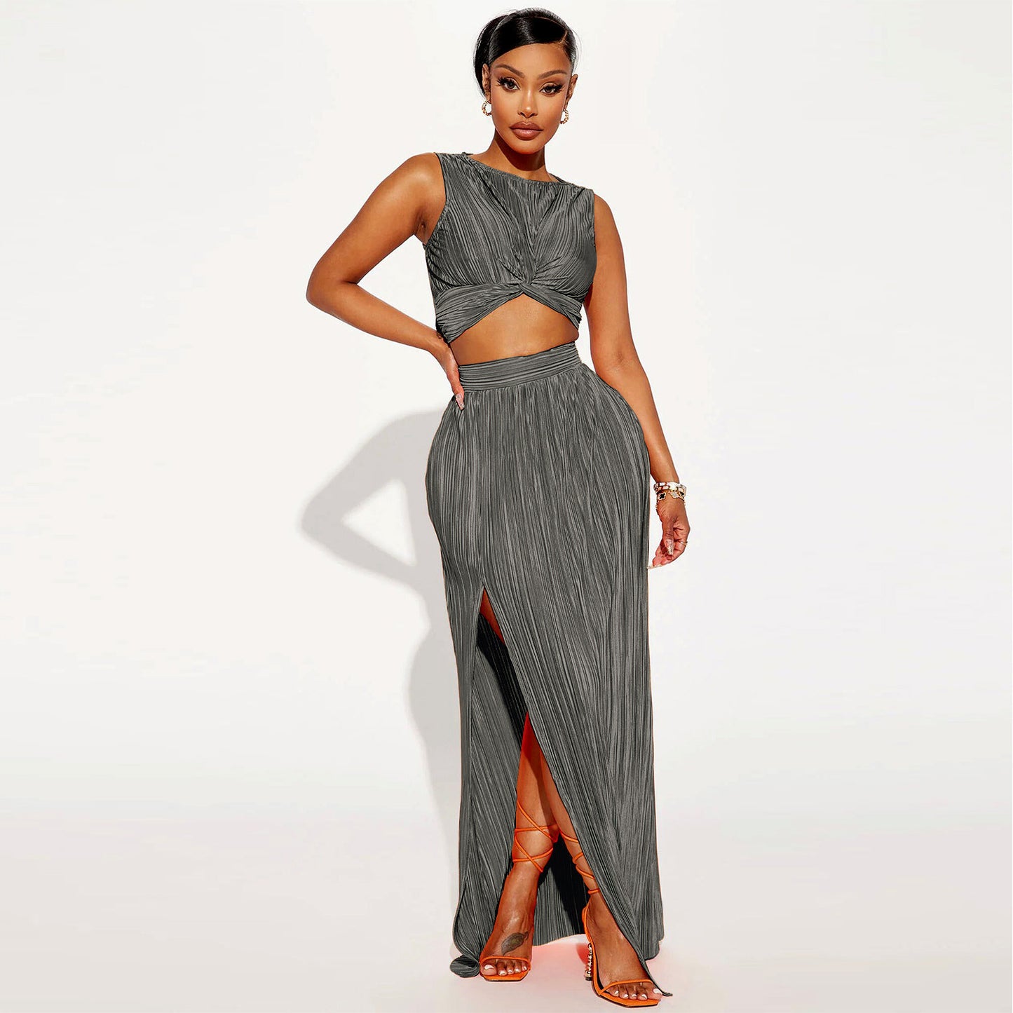Slit Dress Two-piece Set