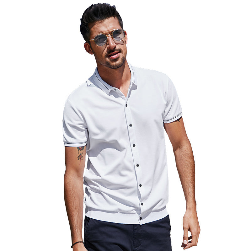 Solid color button down short sleeve shirt