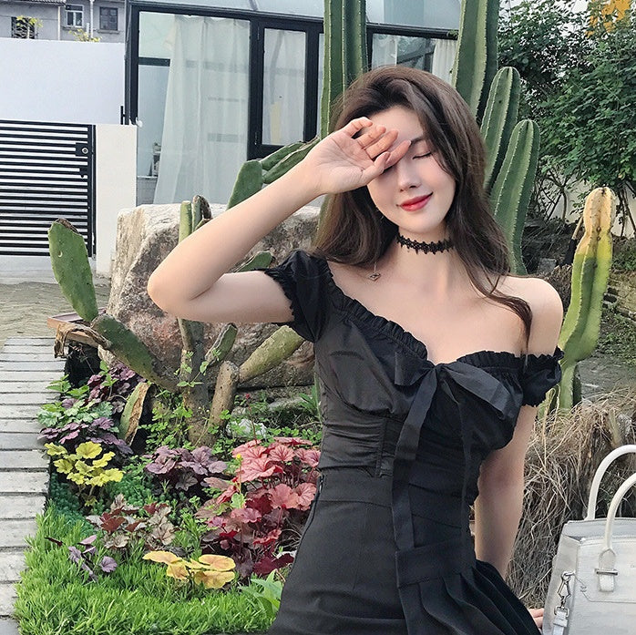 Sexy Bowknot Collar Short-sleeved Shirt