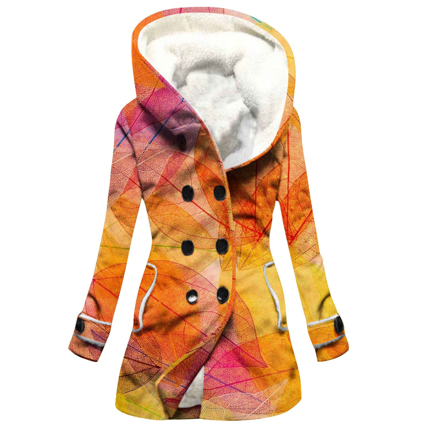 Designer Style Faux Lamb Hooded Coat