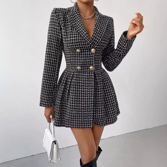 V-neck Long Sleeve Skirt Coat