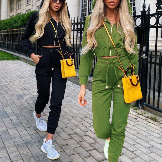 Casual Zipper Hooded Sports Suit