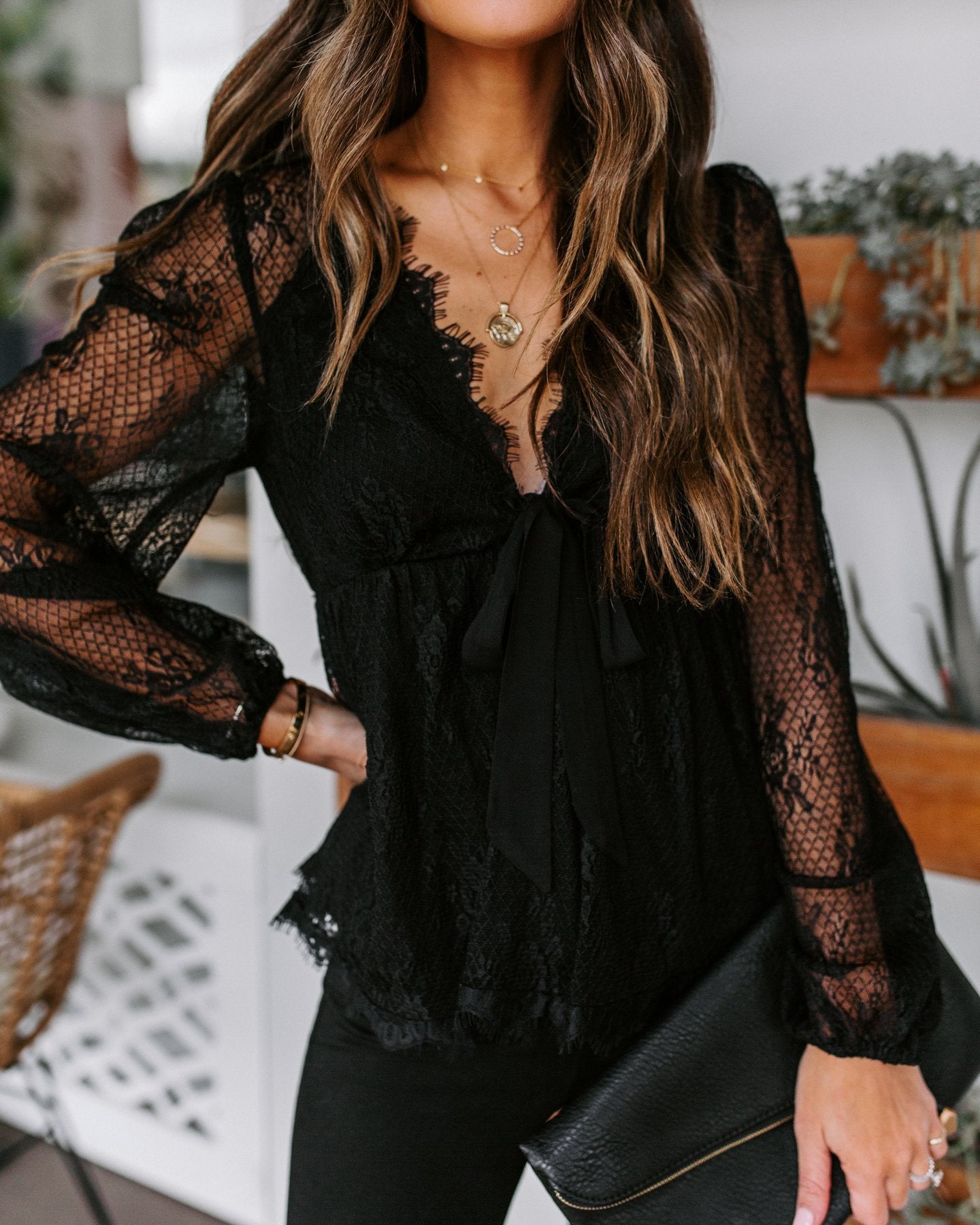 Lace Embroidery Stitching Blouse