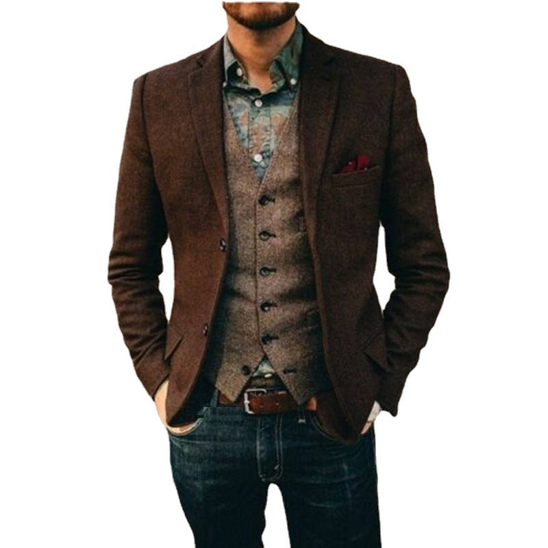 Business Casual Suit Men's 3-Piece Jacket, Vest, & Pants Suit