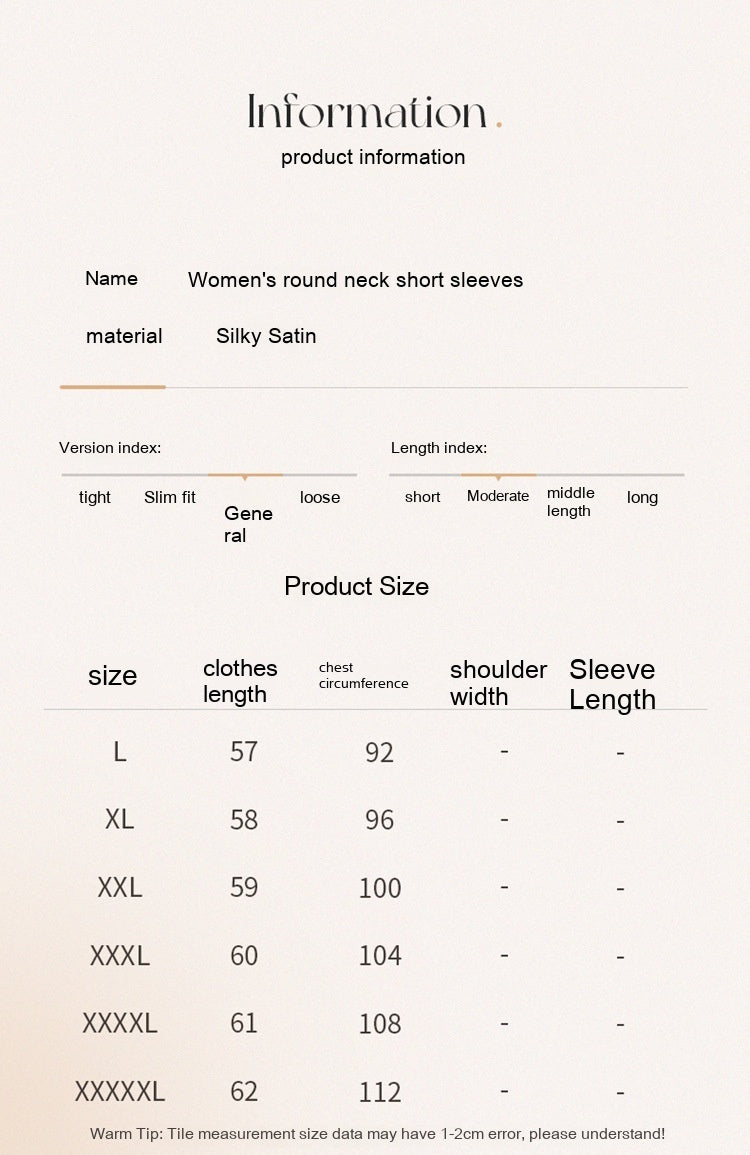 Women's Silk Satin Short Sleeve Shirt