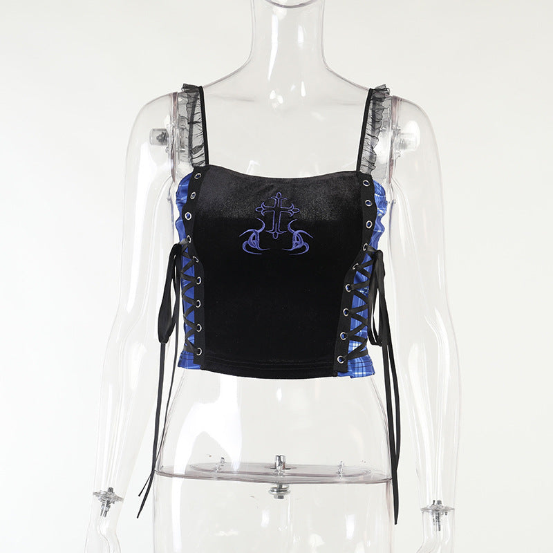 Lace Embroidered Cross Camisole