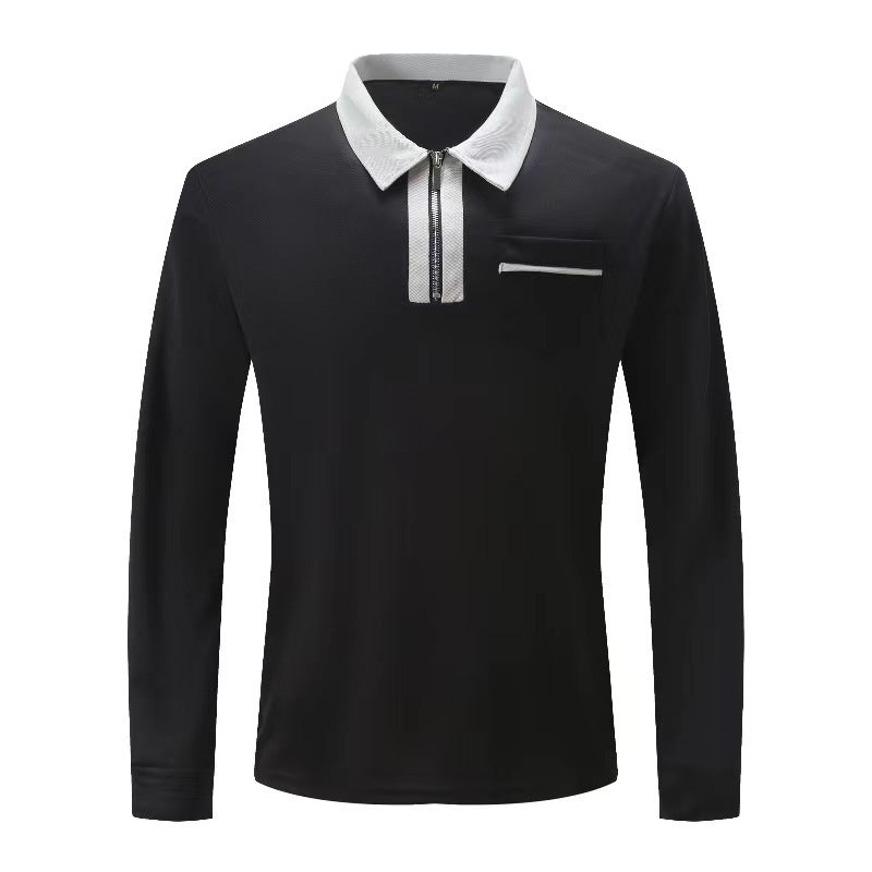 Men's Zipper Long Sleeve Polo
