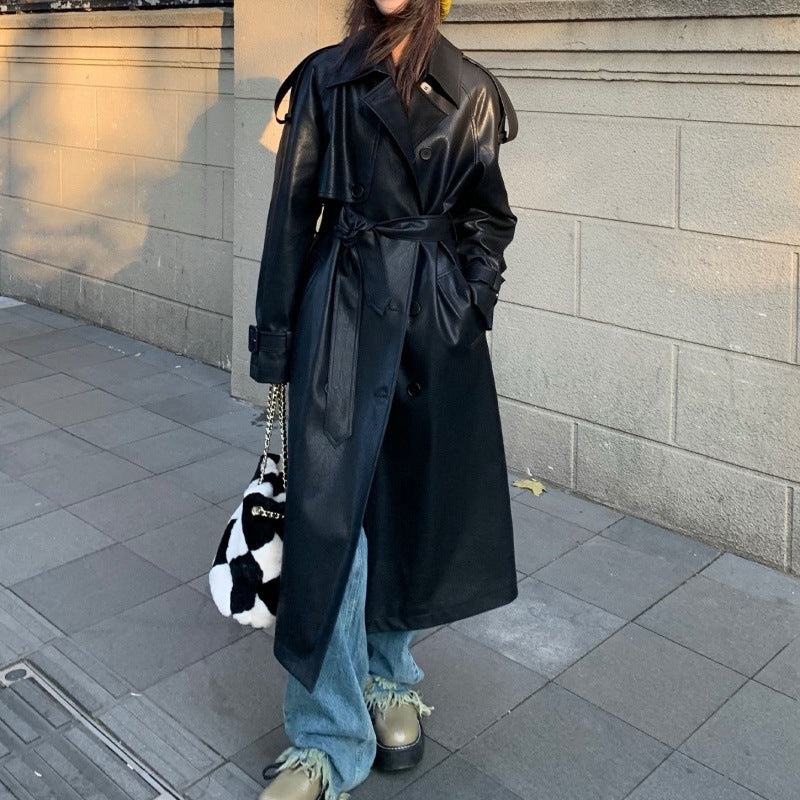 Long Black Leather Coat