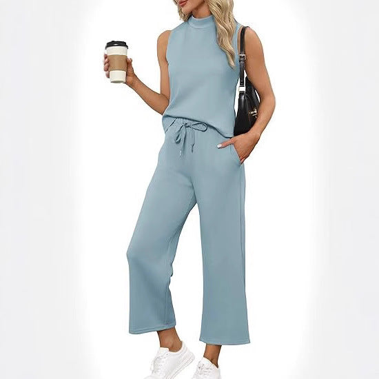 Sleeveless Top & Wide Leg Cropped Pants Set