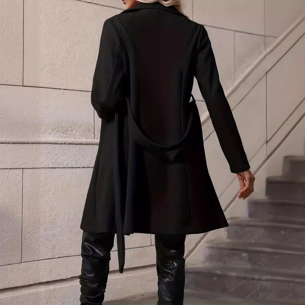 Women's Woolen Mid-Length Coat