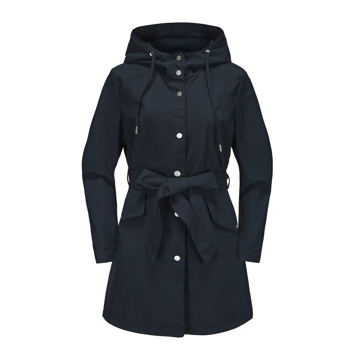 Hooded Waterproof Coat With Belt