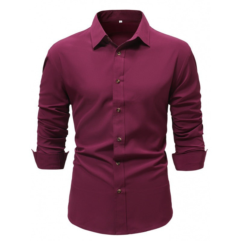 Men's Solid Color Long Sleeve Business Shirt