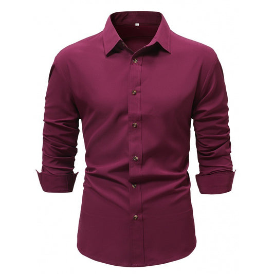 Men's Solid Color Long Sleeve Business Shirt