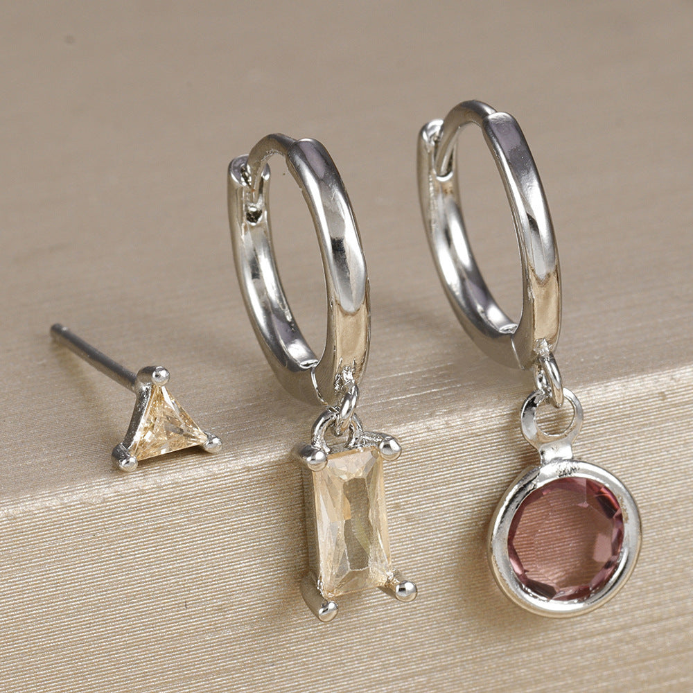 Micro Inlay Round Zircon Earrings