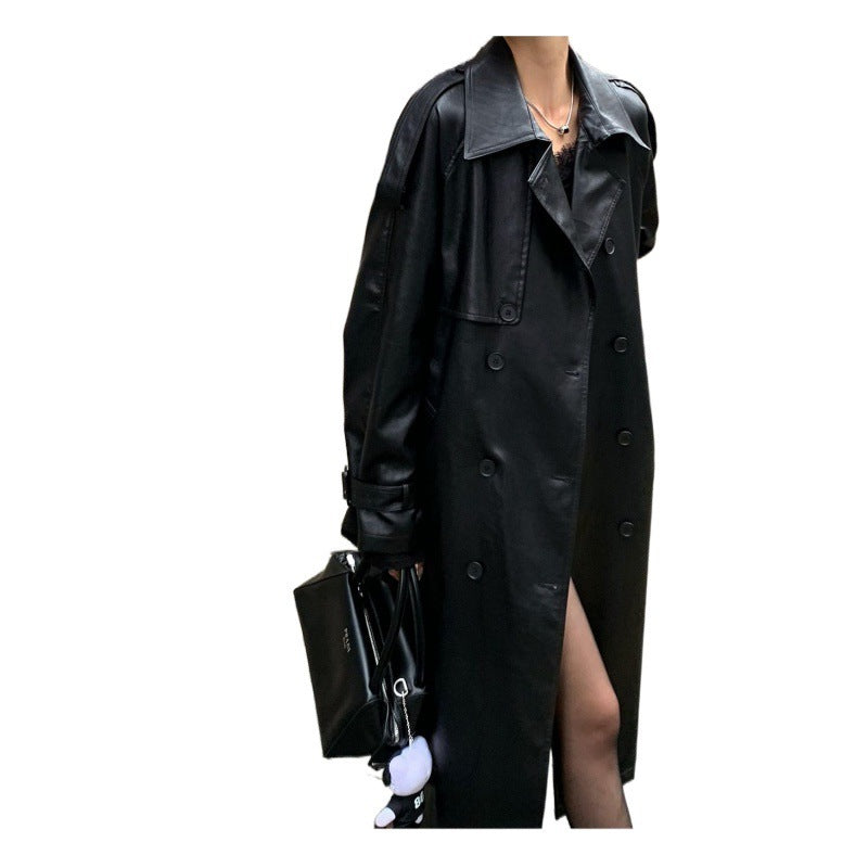 Long Black Leather Coat