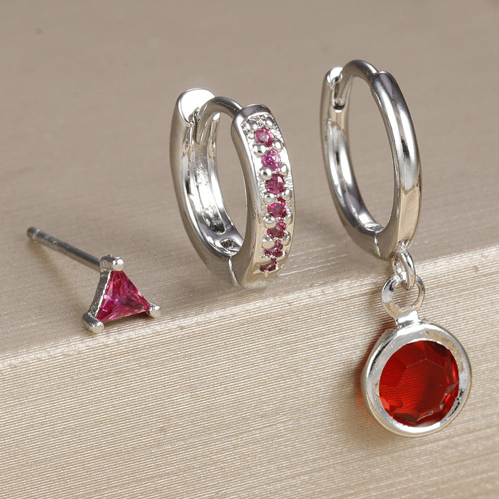 Micro Inlay Round Zircon Earrings