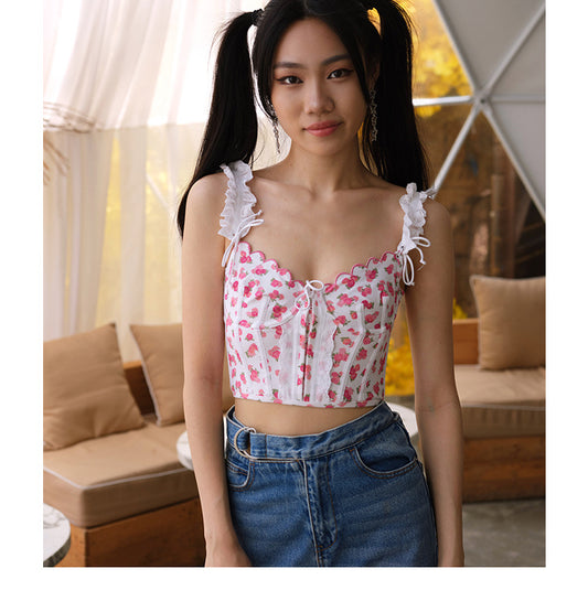 Floral Corset Sexy Embroidered Camisole