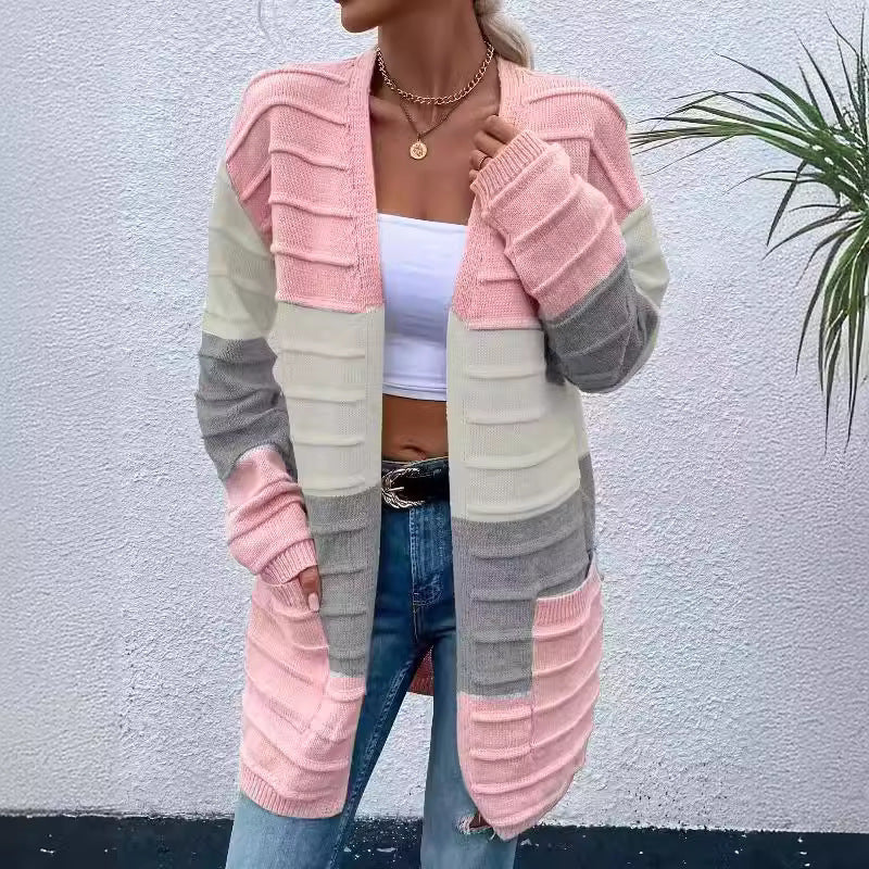 Tri-Color Comfy Style Cardigan