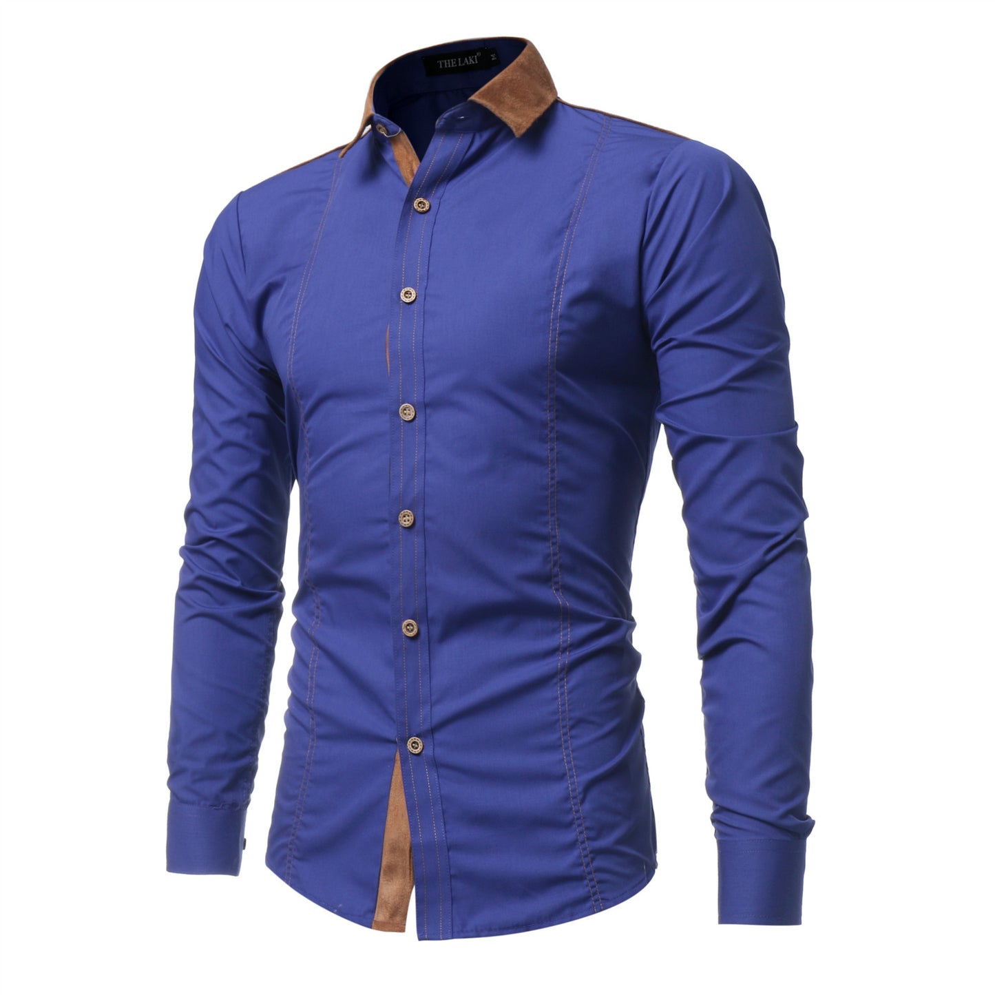Men's Long-sleeved Shirts Featuring Deerskin Collar
