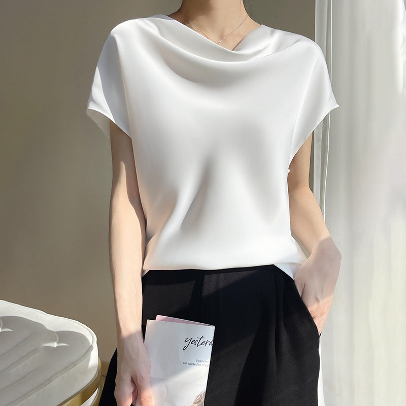 Women's Silk Satin Short Sleeve Shirt