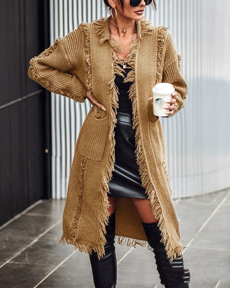 Knitted Tassel Coat