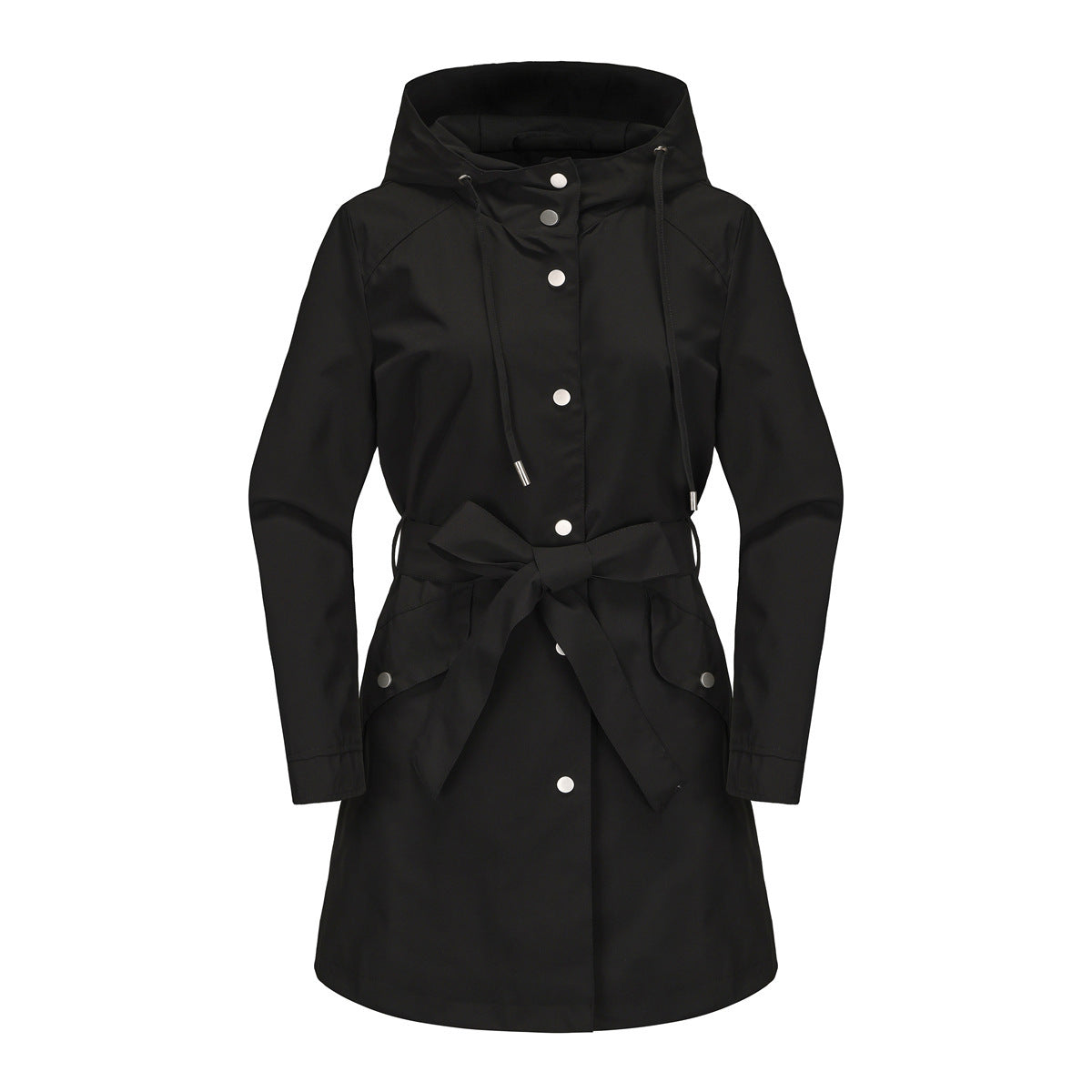 Hooded Waterproof Coat With Belt